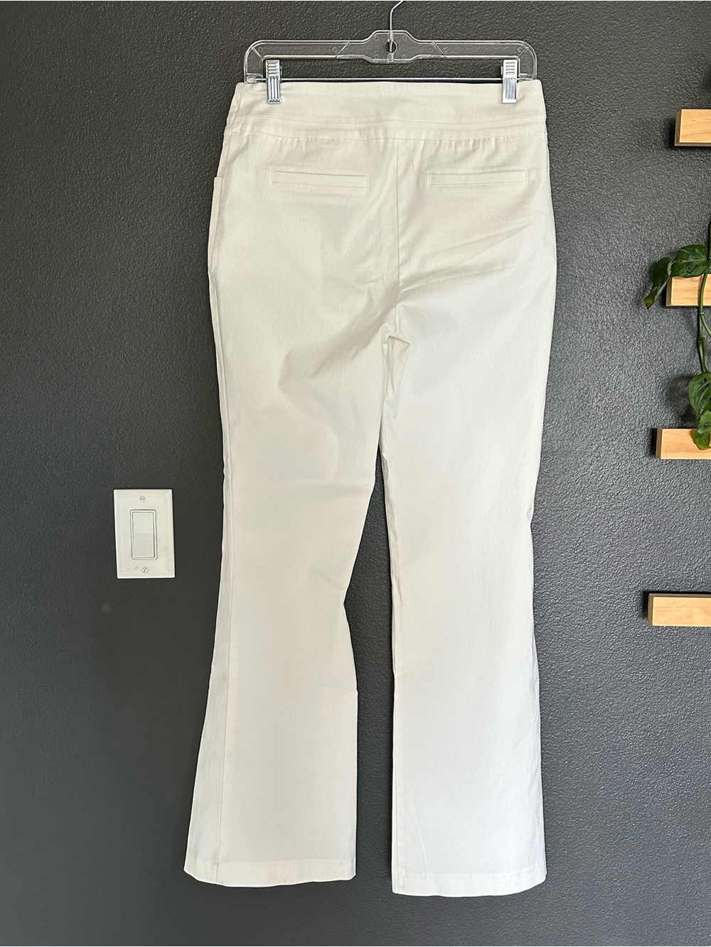 Renuar Cream Woven Pants Size 4 High Rise Straight Leg Stretch Neutral - Picture 3 of 8